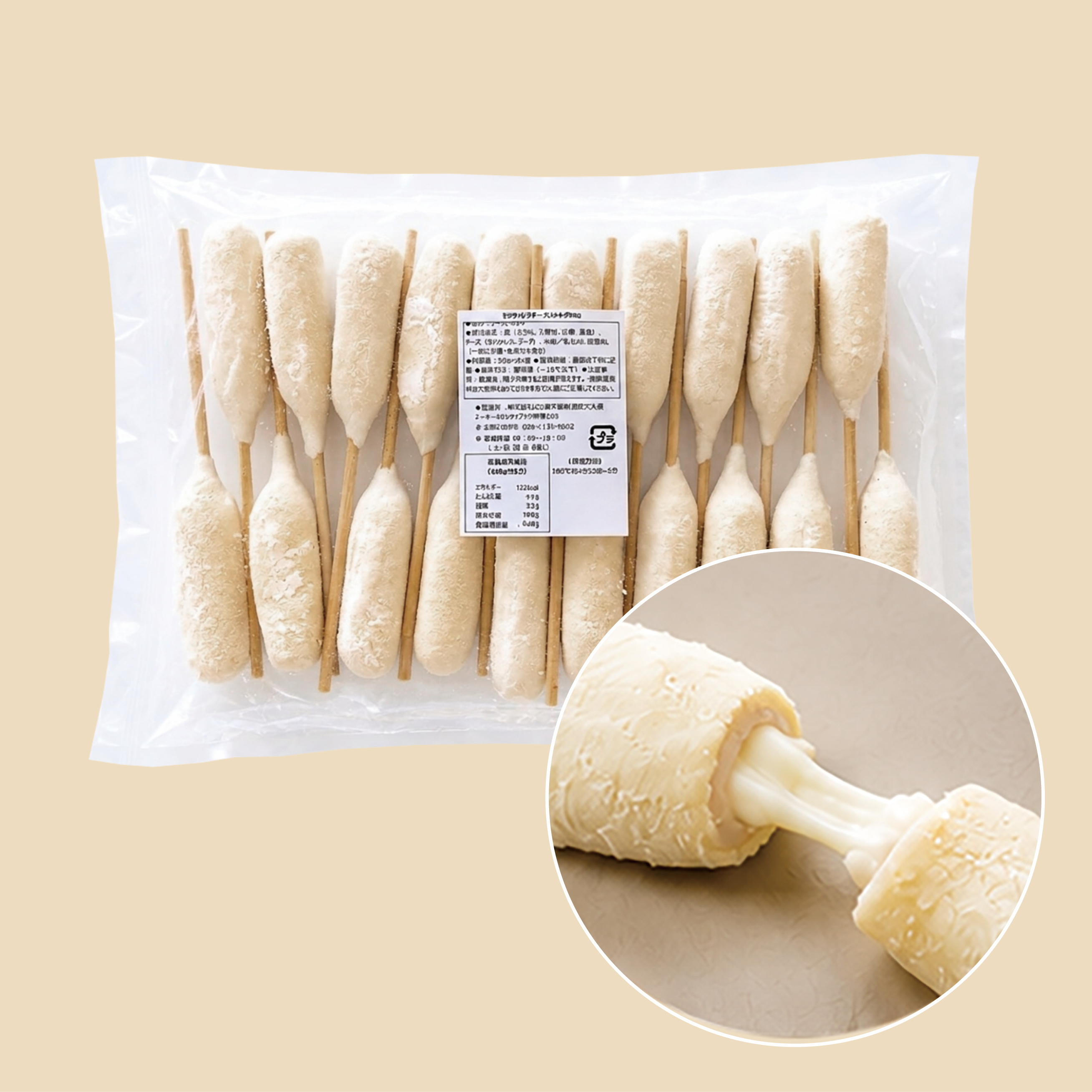 【冷凍】ミニモッチャレラハットグ・1kg (50g×20個入り)